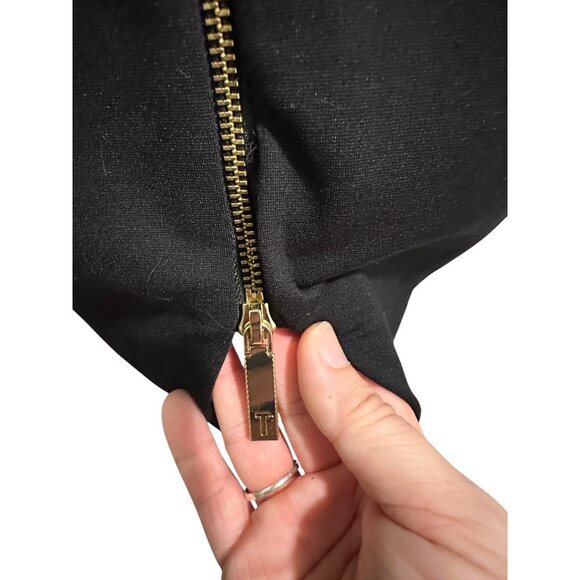 💰BOGO💰 Ted Baker London Black Peplum Dress With Gold Zipper Closure Size 3 - Picture 7 of 7
